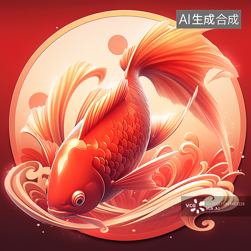 【AI数字艺术】新年元素，鲤鱼图片素材