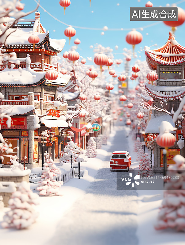 【AI数字艺术】微距摄影：冬季雪景图片素材