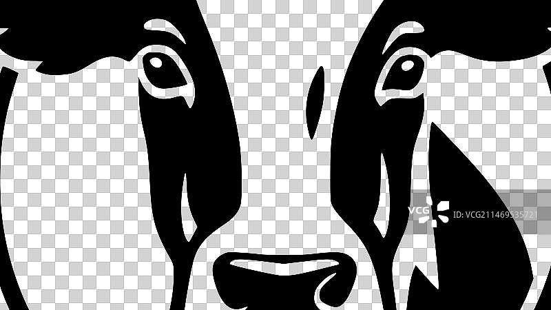 奶牛 - 黑白隔离图标图片素材