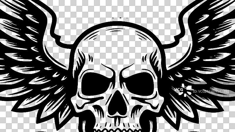 头骨-黑色和白色图片素材