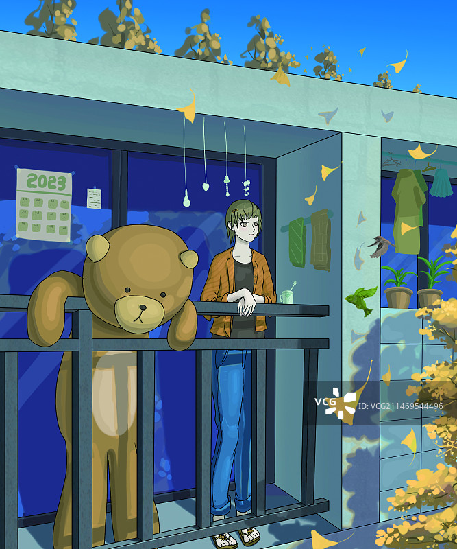 秋天的阳台图片素材