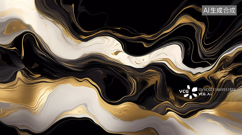 【AI数字艺术】鎏金液态大理石纹理背景图片素材