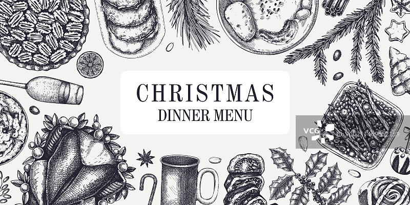 圣诞美食背景家庭晚餐冬季图片素材