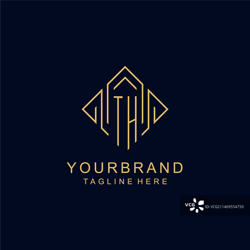 首字母TH菱形线条标志图片素材