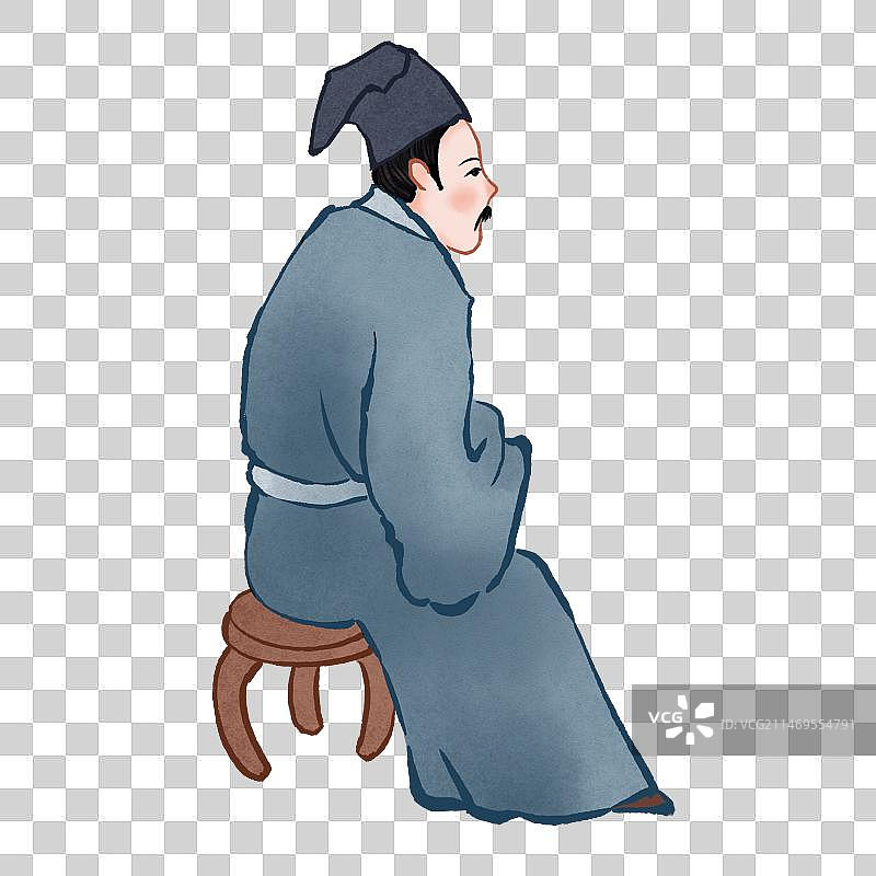 古风男人坐姿元素图片素材