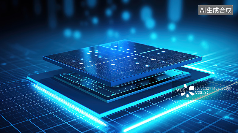 【AI数字艺术】蓝色背景下的网络连接插头特写图片素材