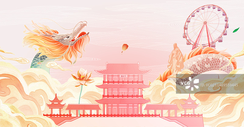 龙年大吉柳叶湖图片素材