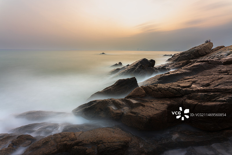 大海岩石海岸海浪日出朝霞图片素材