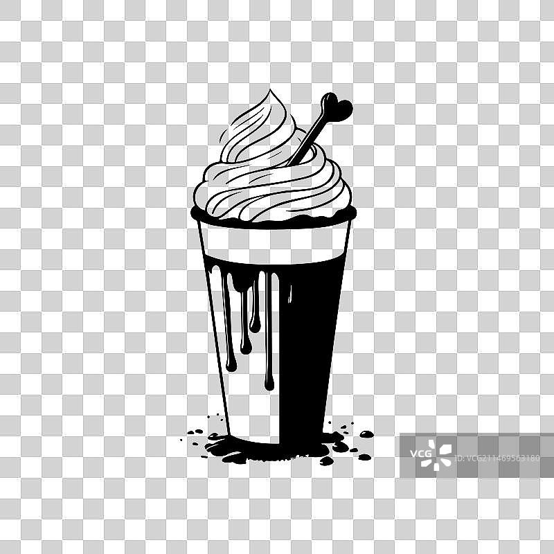 手绘黑色巧克力奶昔图标图片素材