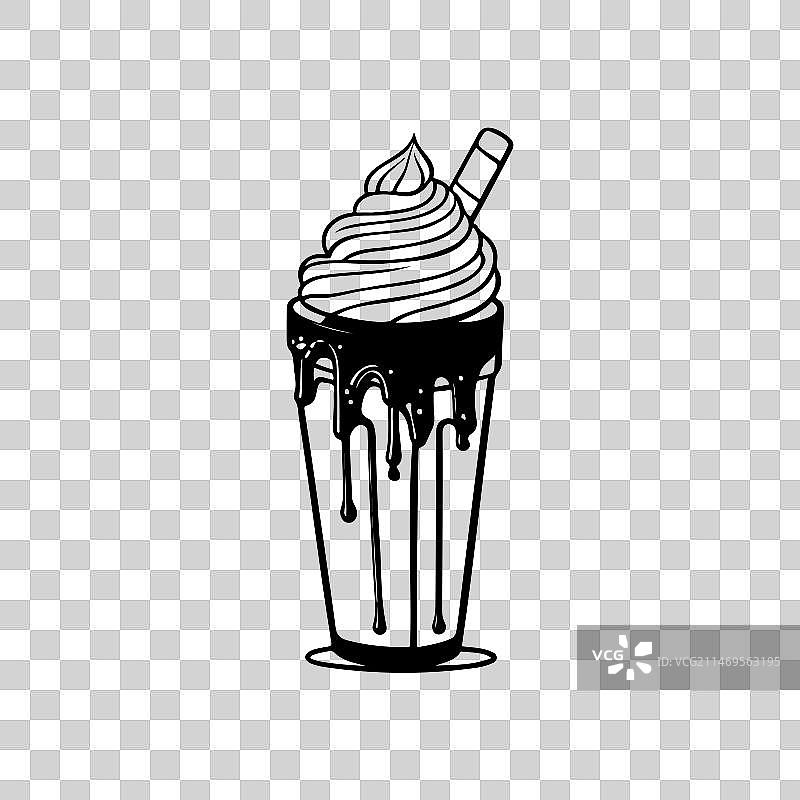 手绘黑色巧克力奶昔图标图片素材