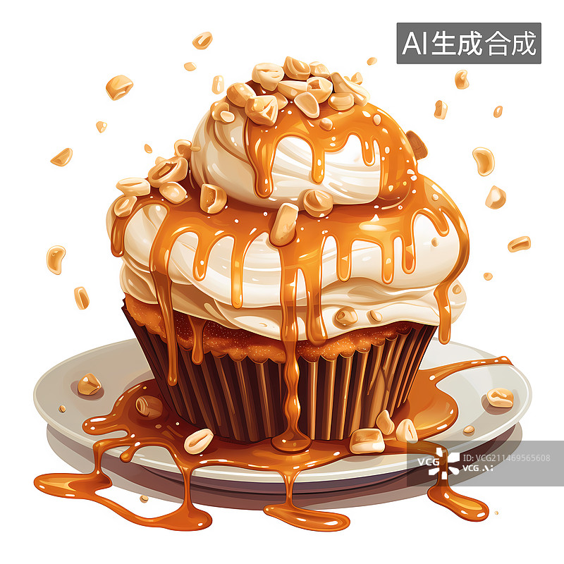 【AI数字艺术】蛋挞美食插画图片素材