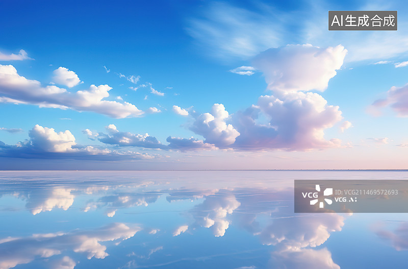 【AI数字艺术】日落时海景映衬着戏剧性的天空图片素材