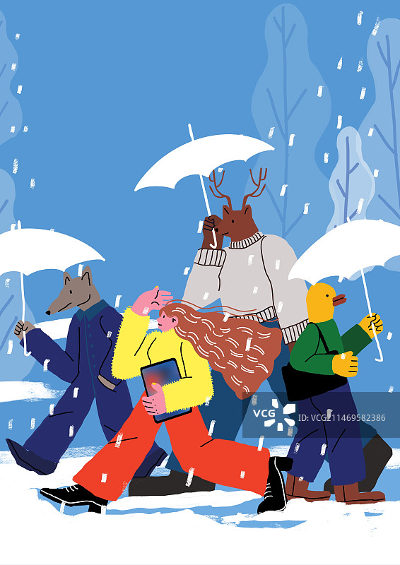 雪地行走图片素材