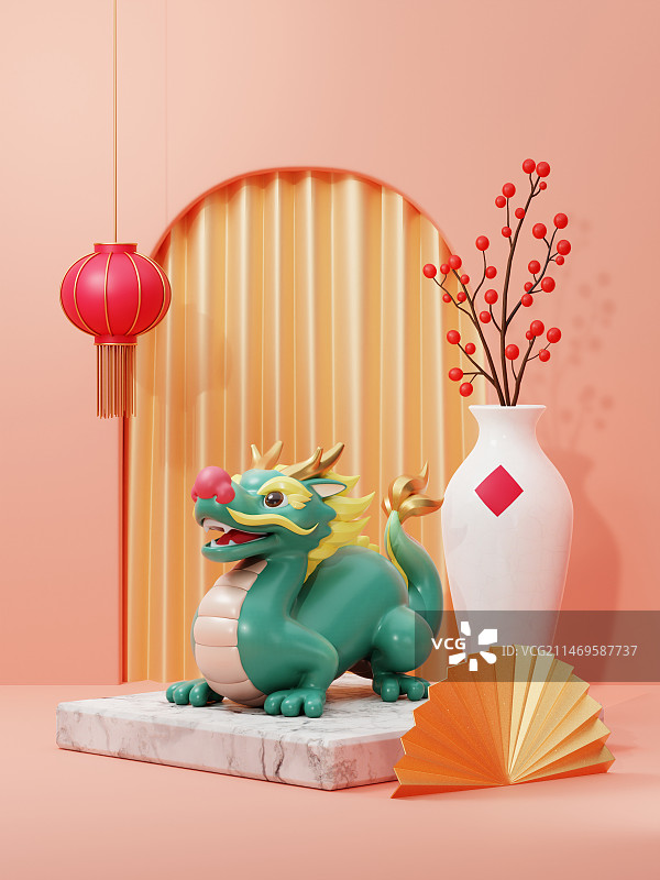 3D中国龙新年场景设计图片素材