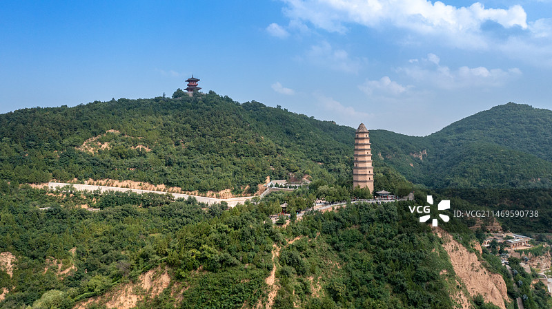 延安宝塔山夏季风光图片素材