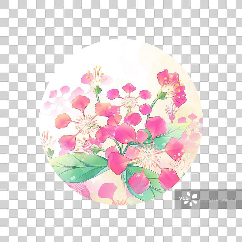 紫薇花，清新卡通花卉系列免扣元素图片素材