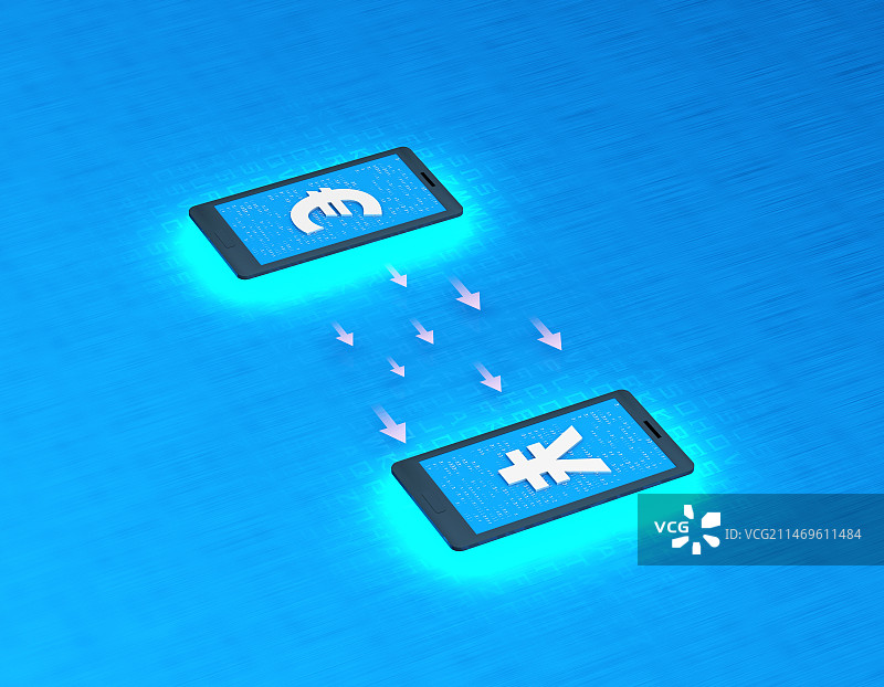 手机科技货币兑换与数码科技货币符号人民币欧元图片素材