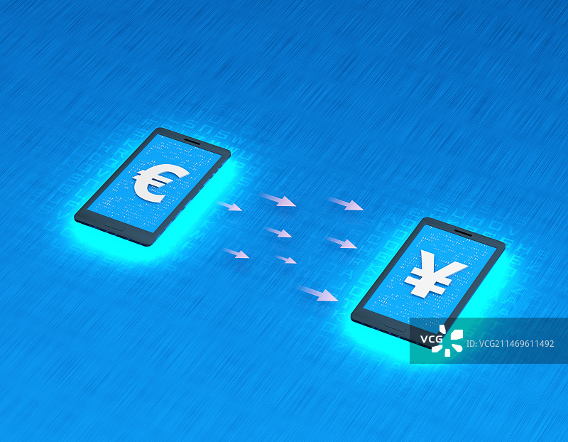 手机科技货币兑换与数码科技货币符号人民币欧元图片素材