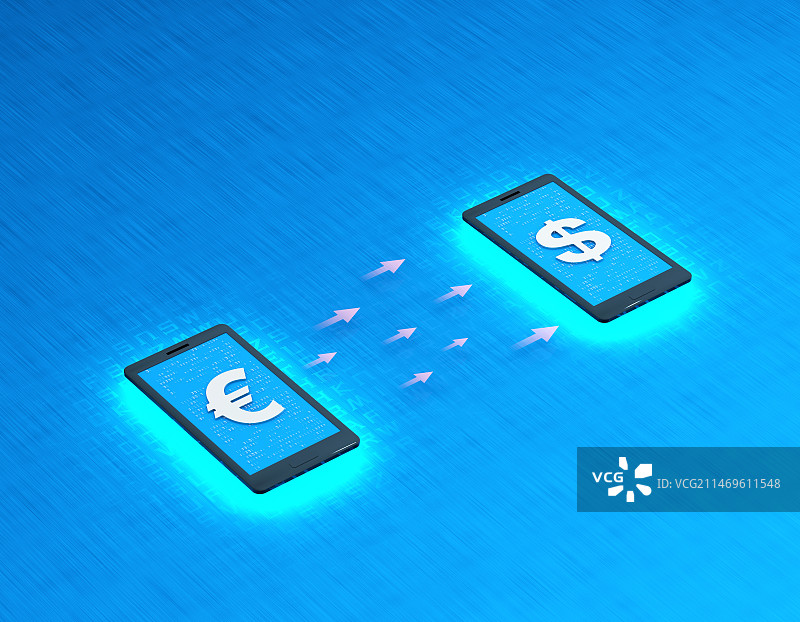 手机科技货币兑换与数码科技货币符号美元欧元图片素材