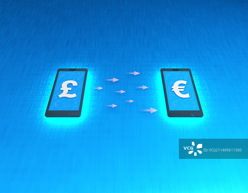 手机科技货币兑换与数码科技货币符号欧元英镑图片素材
