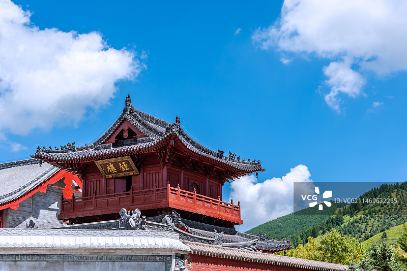 中国山西忻州五台山普寿寺古建筑图片素材
