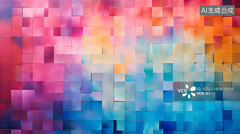 【AI数字艺术】抽象色彩格子背景图片素材