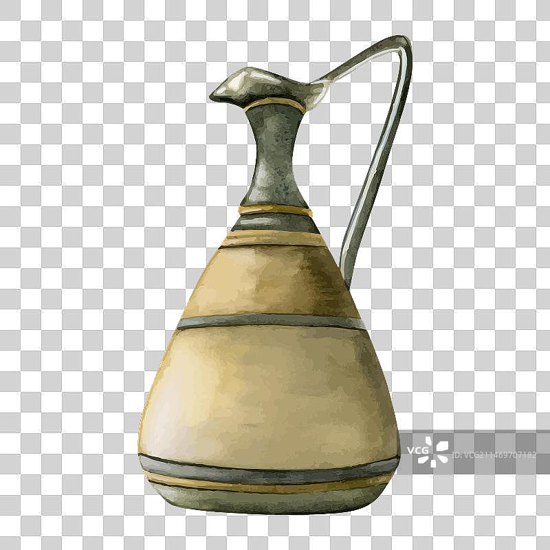 复古陶瓷油壶光明节标志图片素材