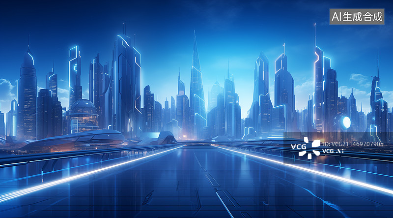 【AI数字艺术】未来城市背景图片素材