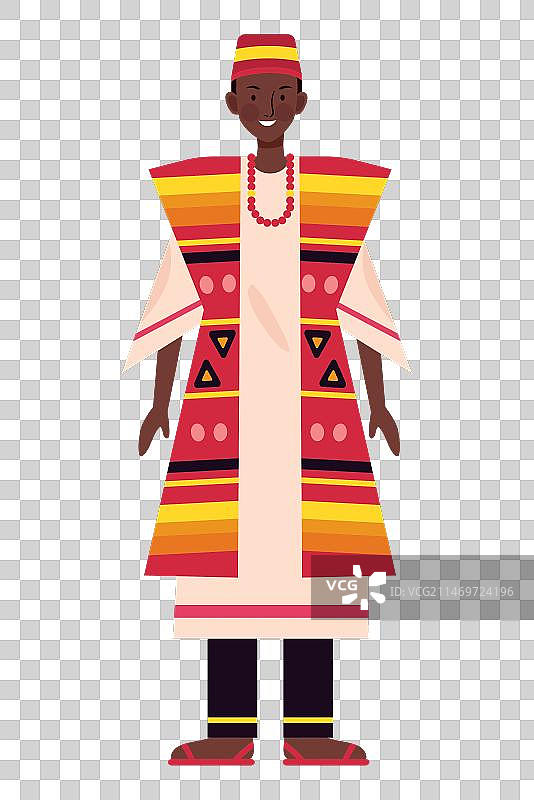 身穿肯特布服装的尼日利亚男人图片素材