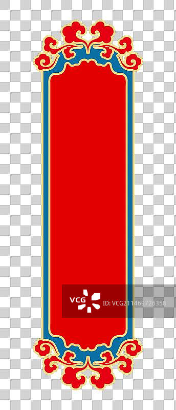 中式红蓝祥云边框素材图片素材