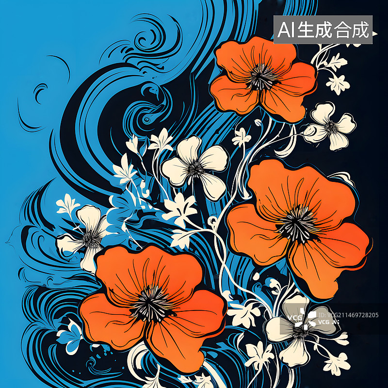 【AI数字艺术】AIGC:花卉的抽象背景 壁纸图片素材