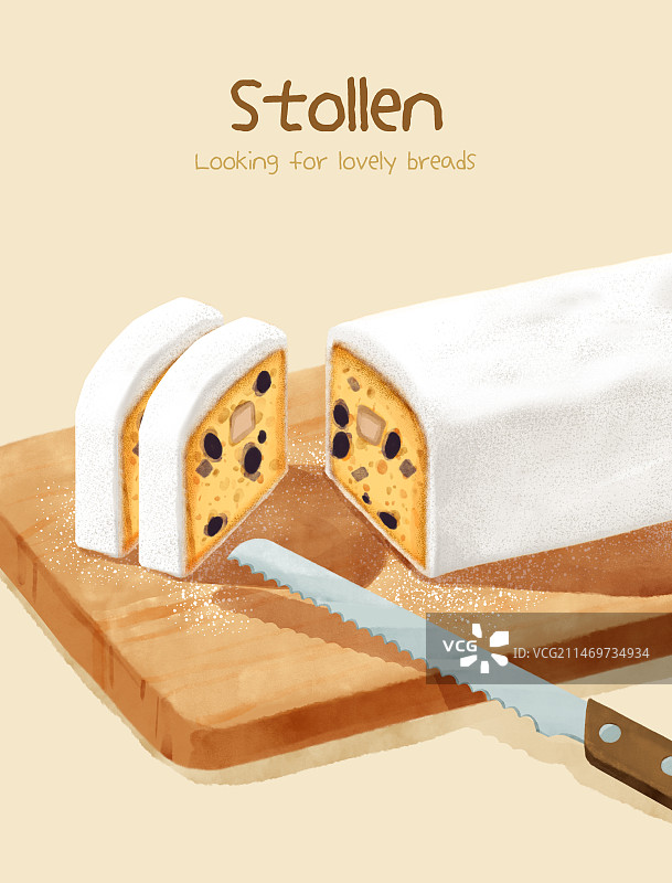 面包、烘焙、甜点、德式圣诞面包图片素材