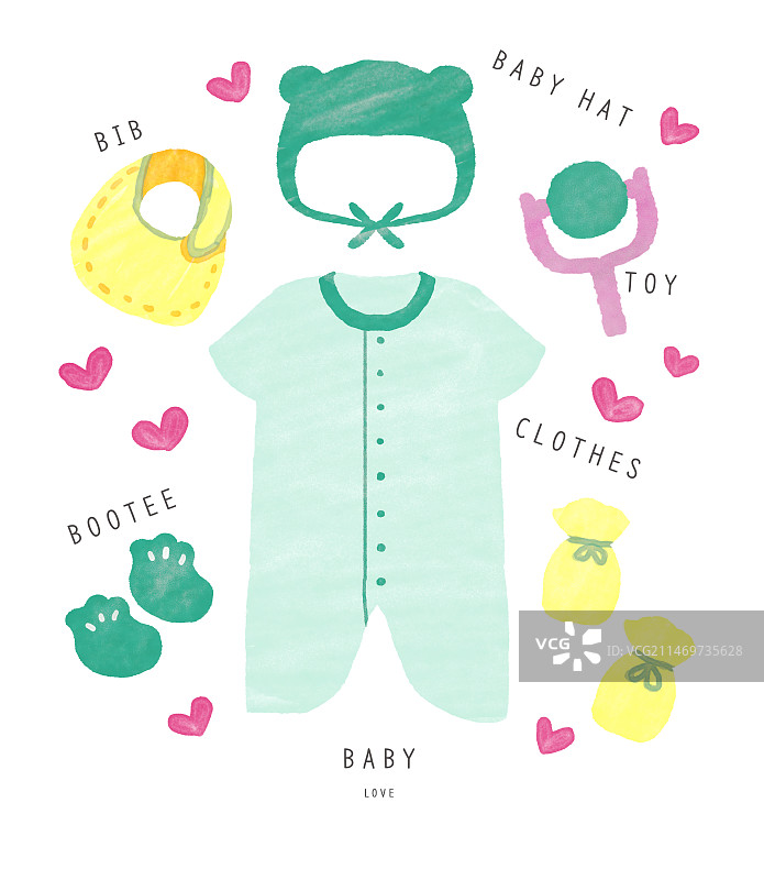婴儿用品，婴儿服装图片素材