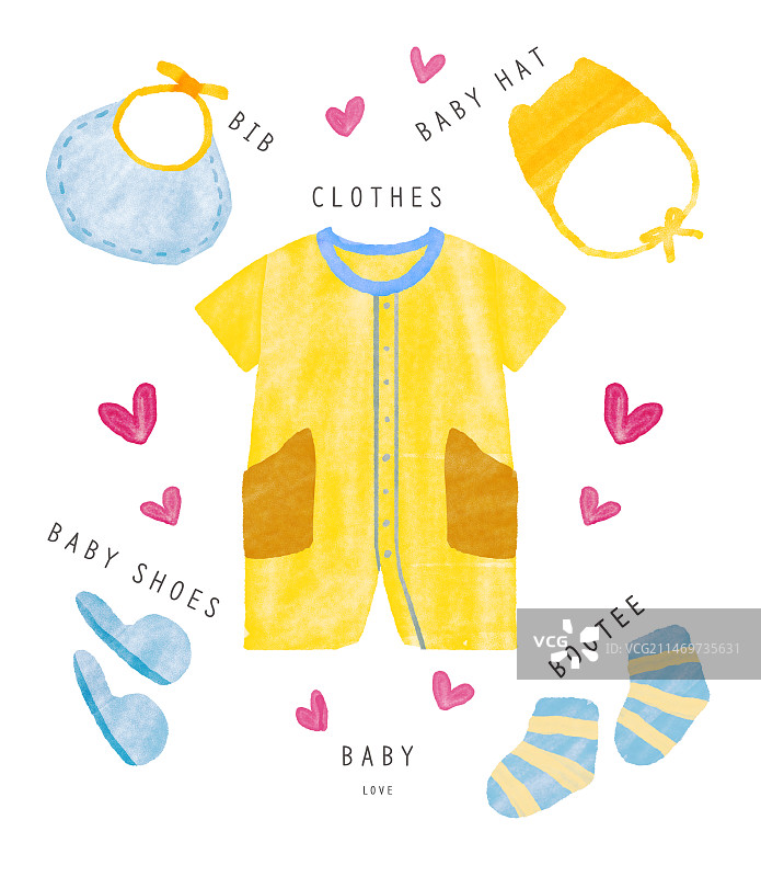 婴儿用品，婴儿服装图片素材