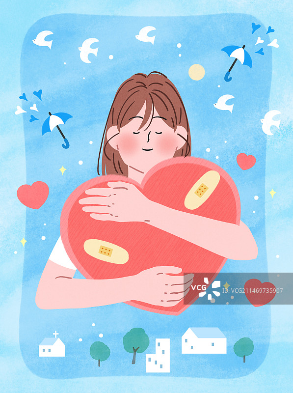 心理健康、舒适、心灵、小鸟、女人图片素材