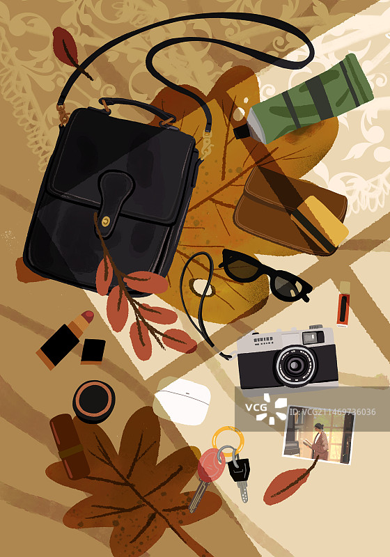 秋季，配饰，物品，手提包，秋叶季图片素材