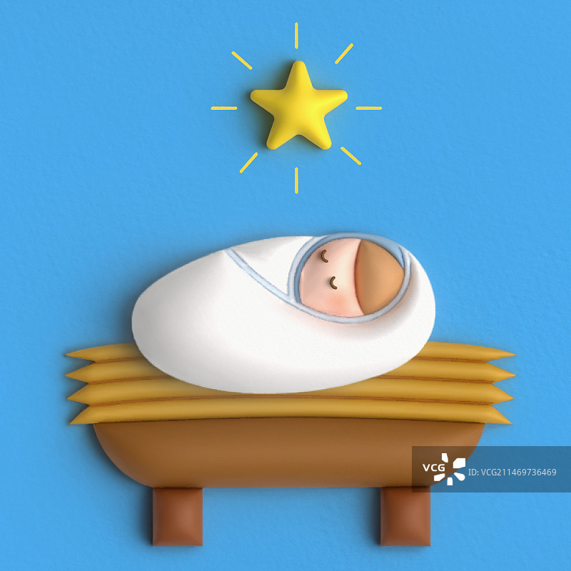 3D圣诞节年度活动图标：基督诞生之星图片素材