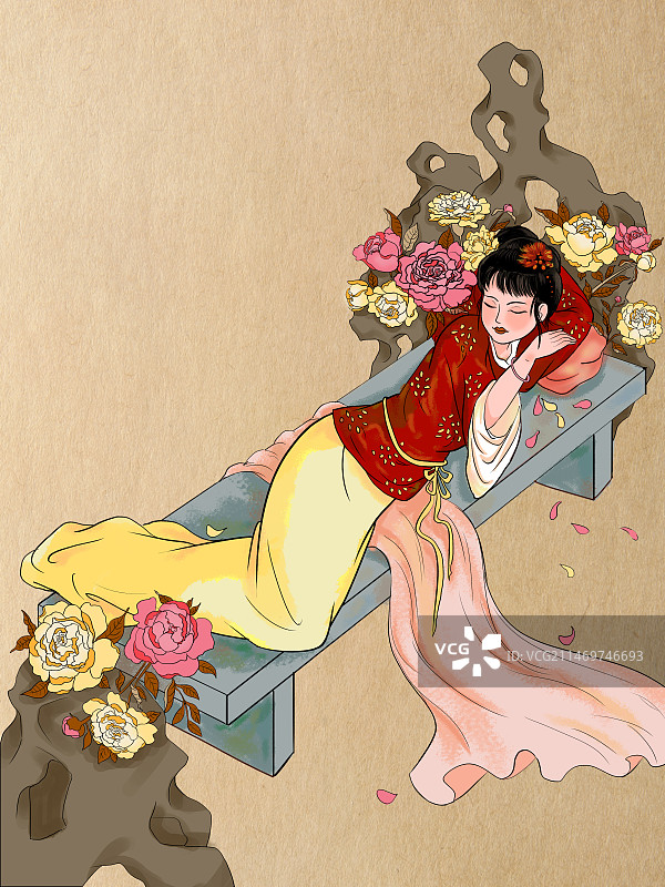 史湘云红楼梦人物插画-1图片素材