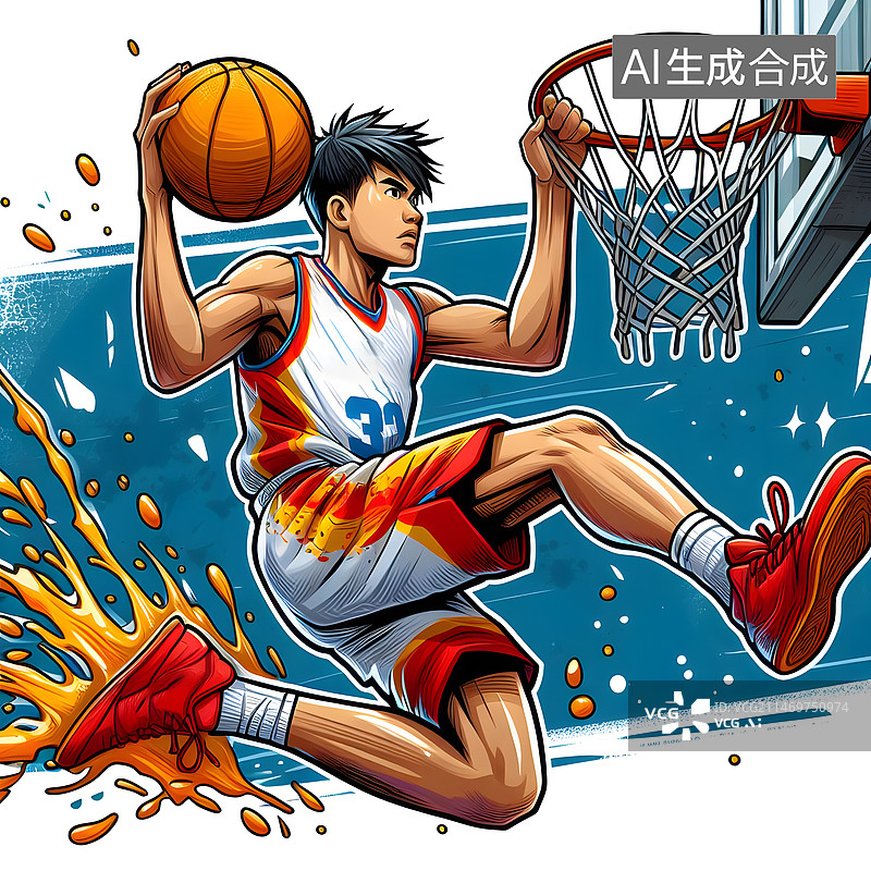 【AI数字艺术】漫画灌篮图片素材