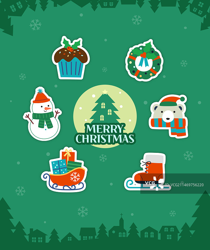 圣诞节贴纸年度活动图标圣诞装饰图片素材