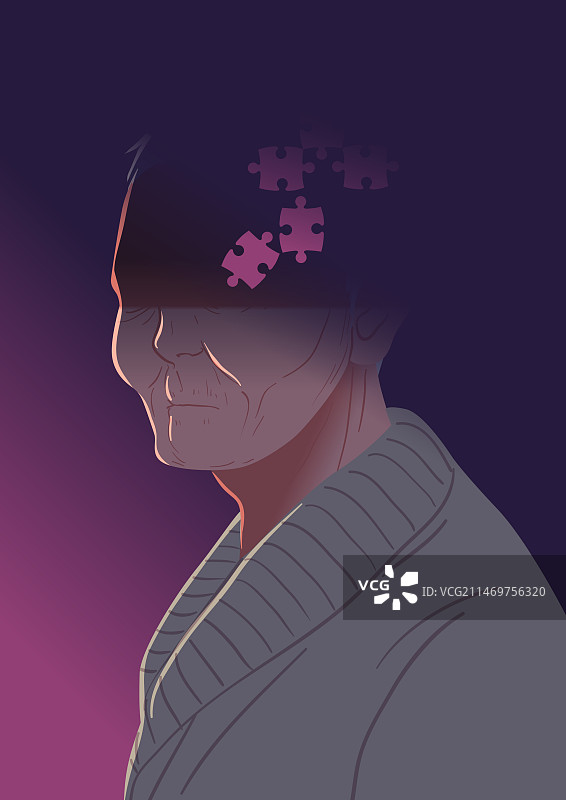 失忆，老年，痴呆，拼图图片素材