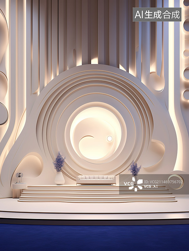 【AI数字艺术】现代建筑室内旋转楼梯图片素材