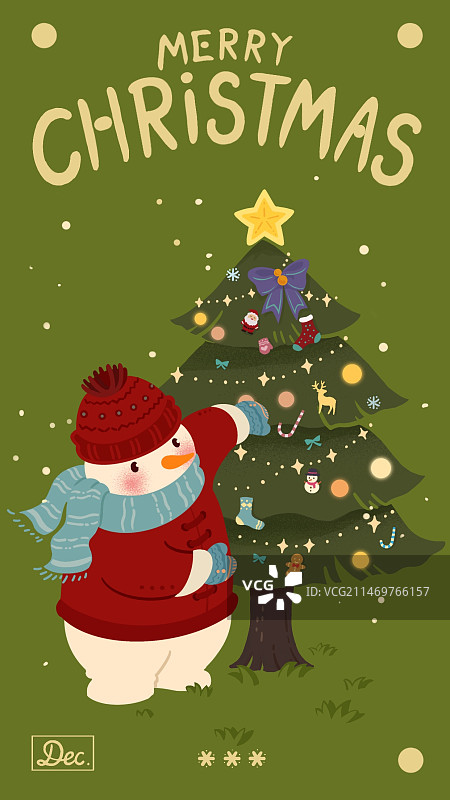 装扮圣诞树的雪人图片素材