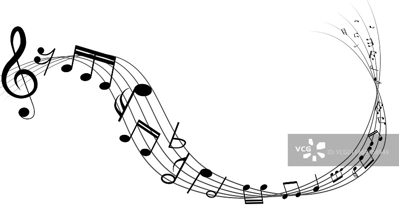 黑色的音符与五线谱图片素材