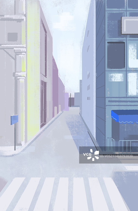 淡雅淡蓝街道插画背景图片素材