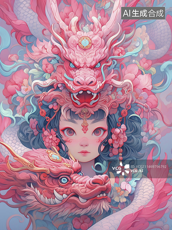 【AI数字艺术】头顶一条龙的龙妈图片素材