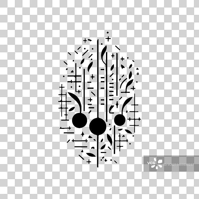 手绘黑色八分音符播客图标图片素材