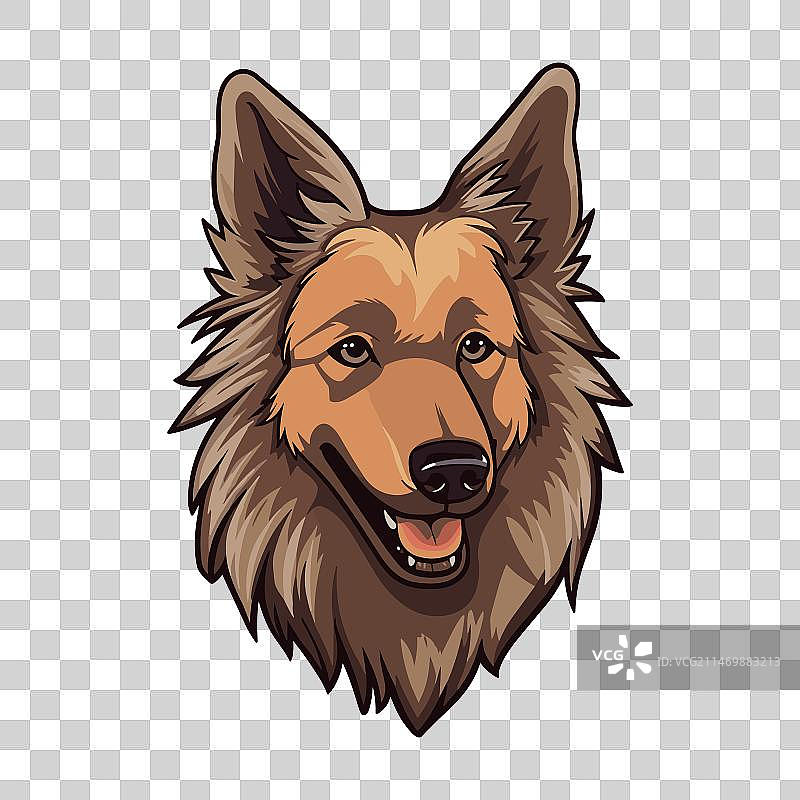 可爱的卡通风格比利时牧羊犬图片素材