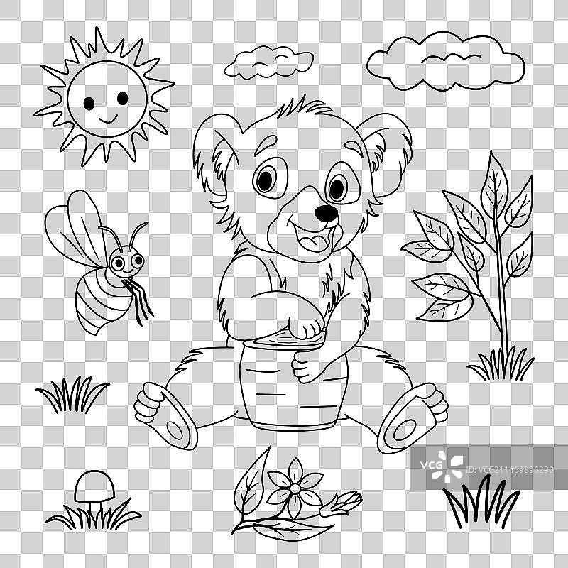 可爱的泰迪熊与蜂蜜剪贴画图片素材