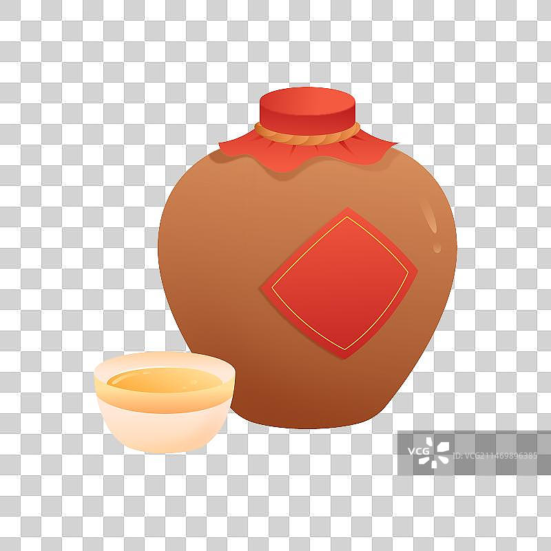 一坛酒插画元素图片素材